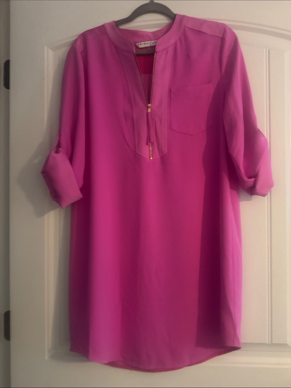 Trina Turk Kaiko Tunic Mini Dress Polyester Pink L